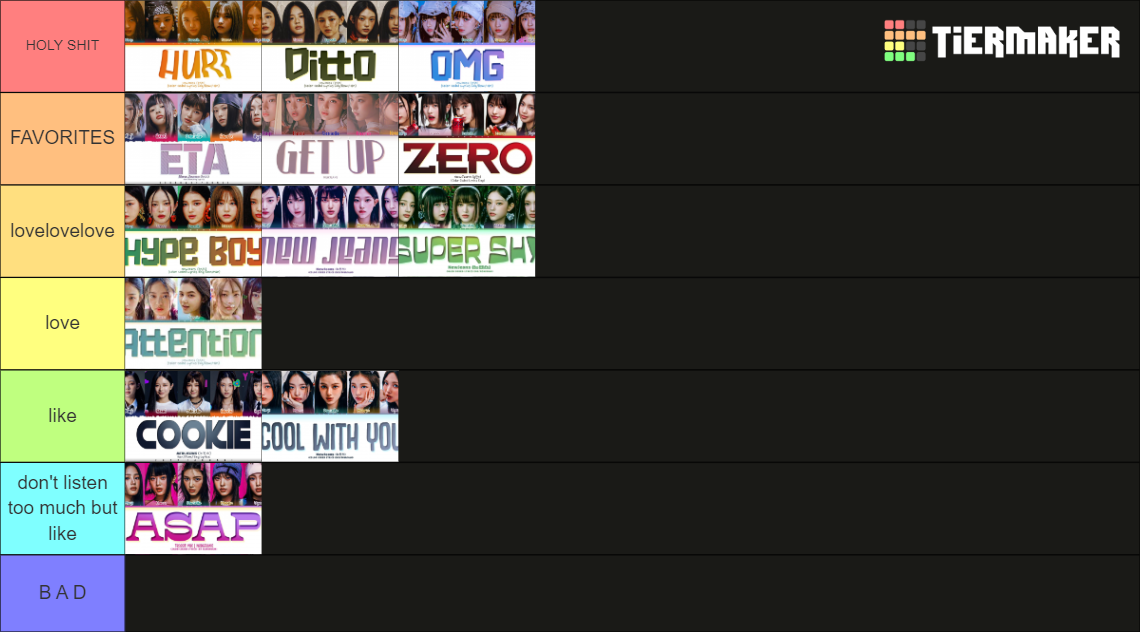 NewJeans Discography (2023) Tier List (Community Rankings) - TierMaker