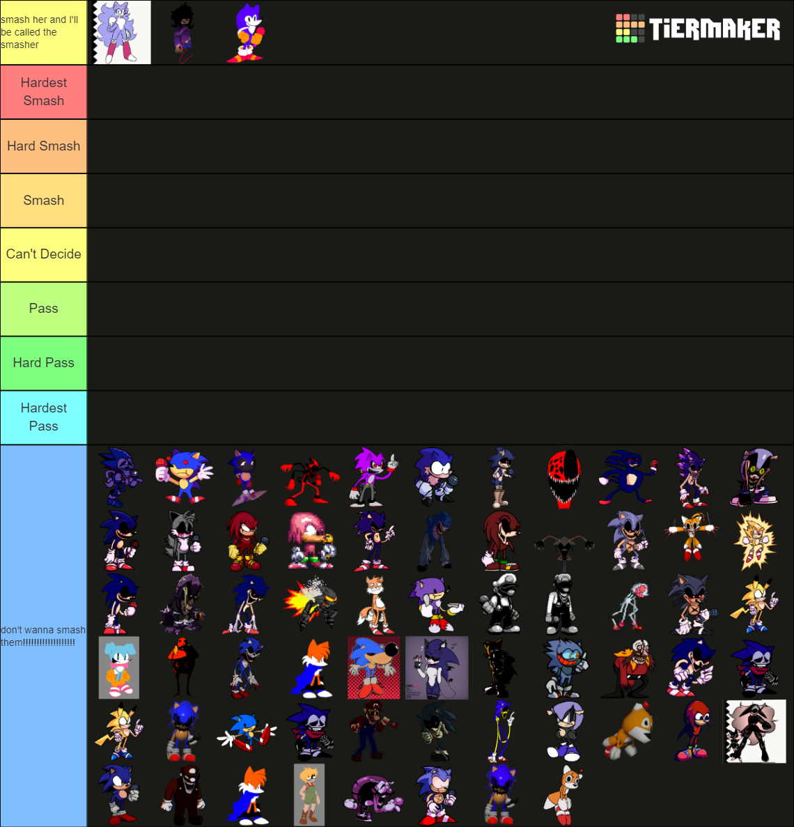 Fnf EXE Smash or Pass Tierlist Tier List (Community Rankings) - TierMaker