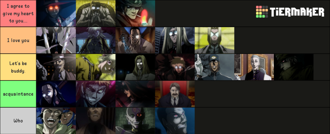 Hellsing character Tier List (Community Rankings) - TierMaker