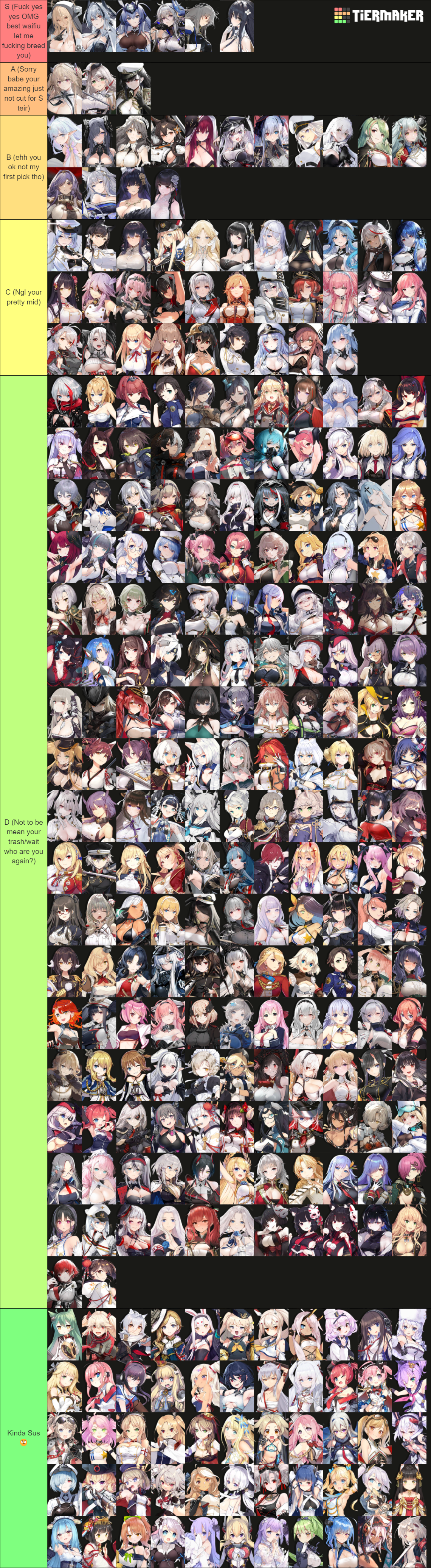Azur Lane Waifu Rating Tier List Rankings) TierMaker