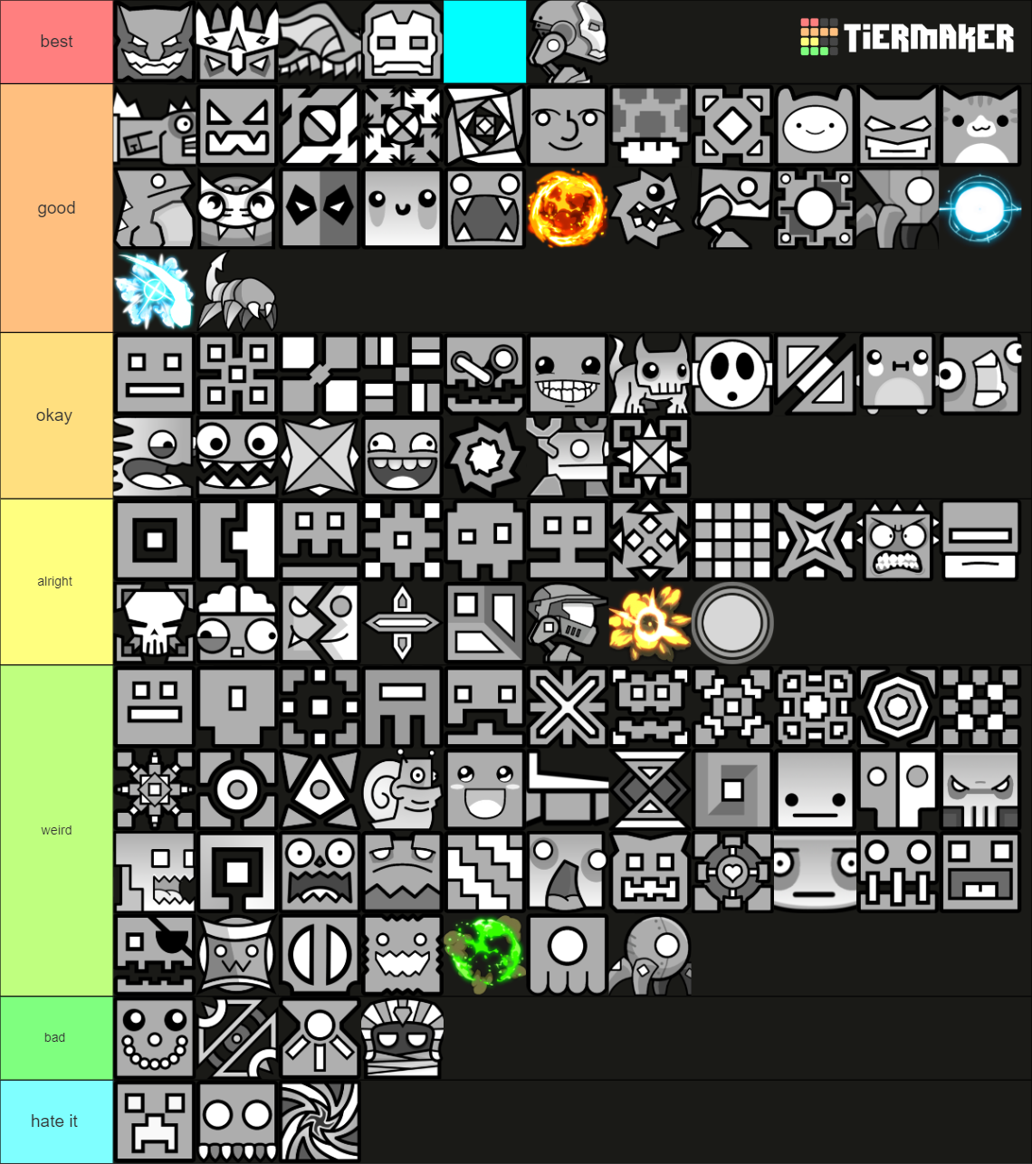 Geometry Dash All Icons Tier List Community Rankings TierMaker