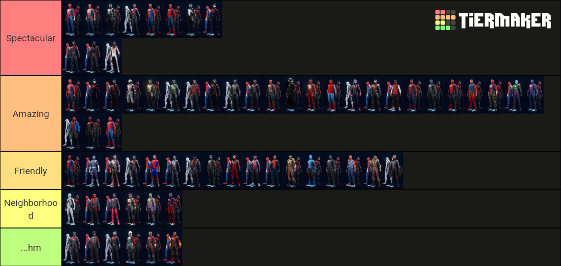 Insomniac Spiderman 2 All Suits Tier List Rankings) TierMaker