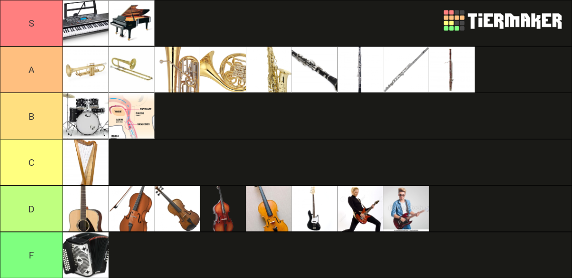 Musical Instrument Tier List Rankings) TierMaker