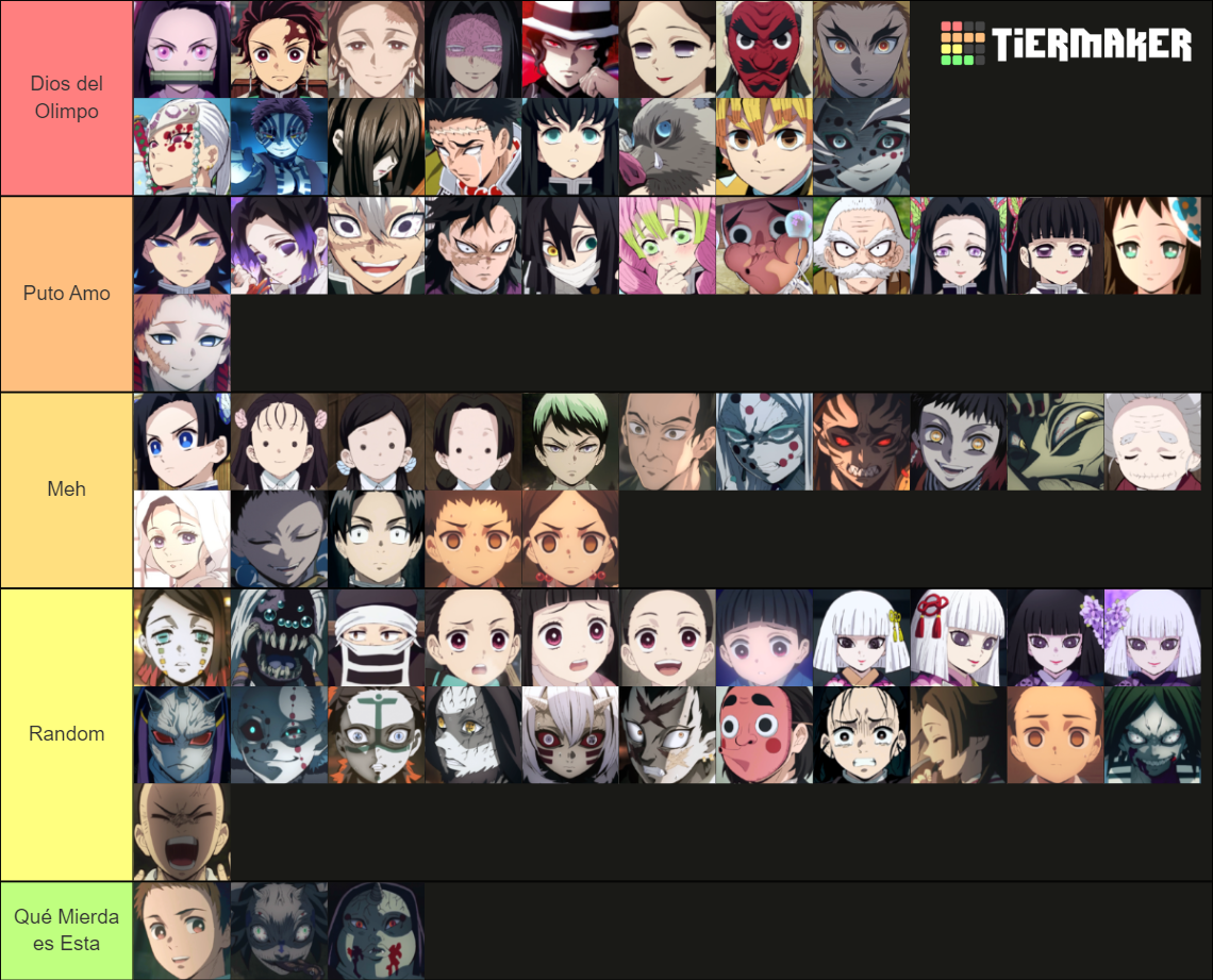 Todos los Personajes de Kimetsu no Yaiba (Anime) Tier List (Community ...