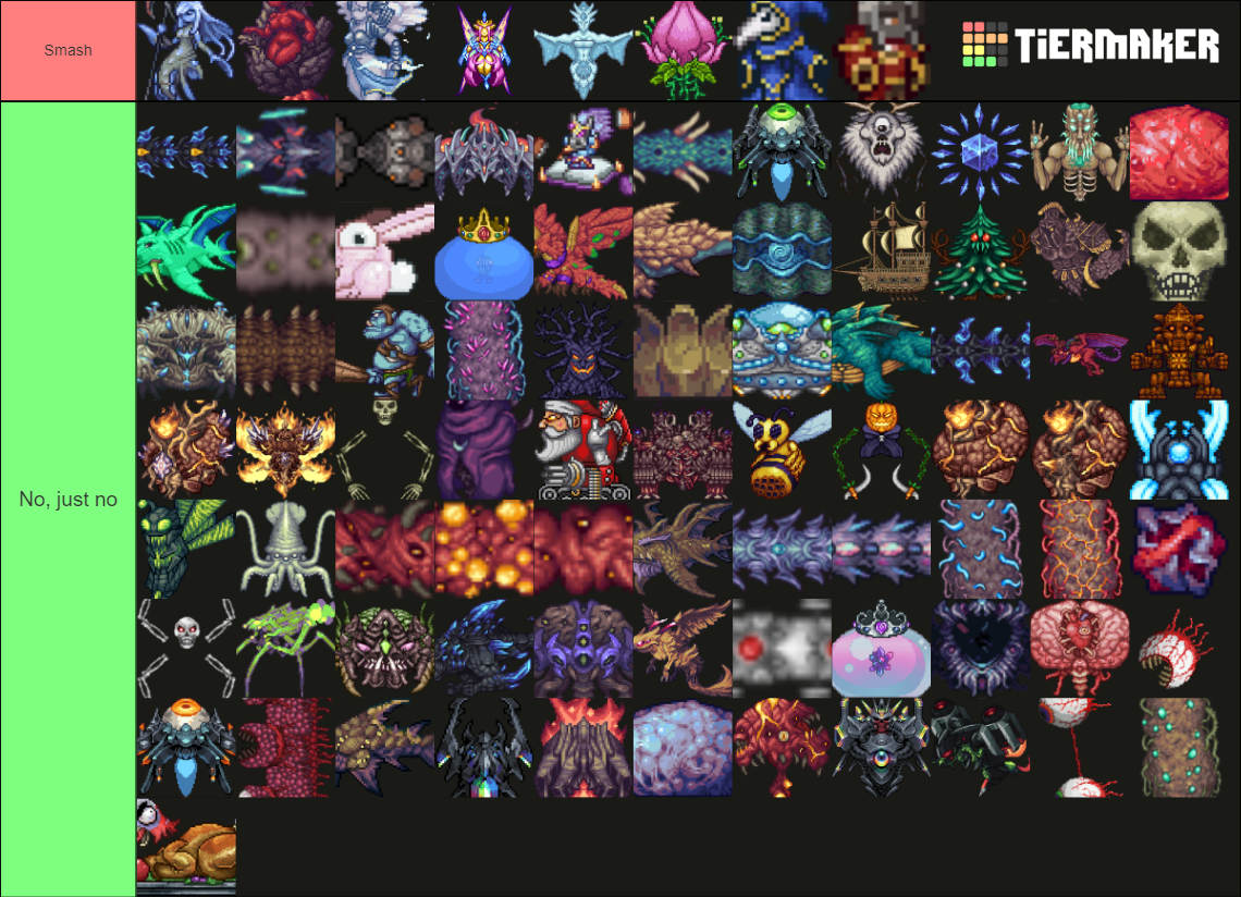 All Calamity Mod &Vanilla Terraria Bosses & Minibosses Tier List ...