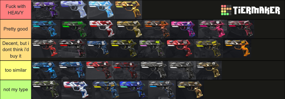 Valorant VCT classic skins Tier List (Community Rankings) - TierMaker