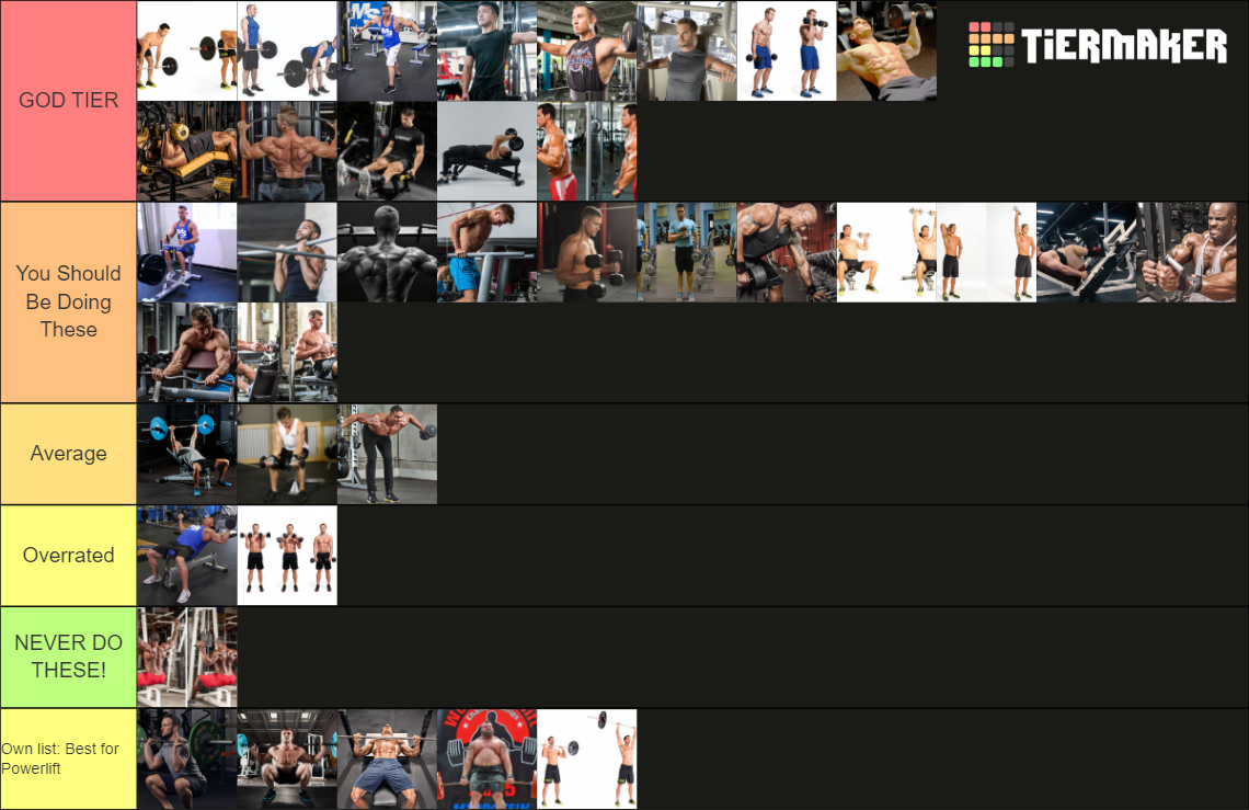 Gym Exercises Tier List Rankings) TierMaker