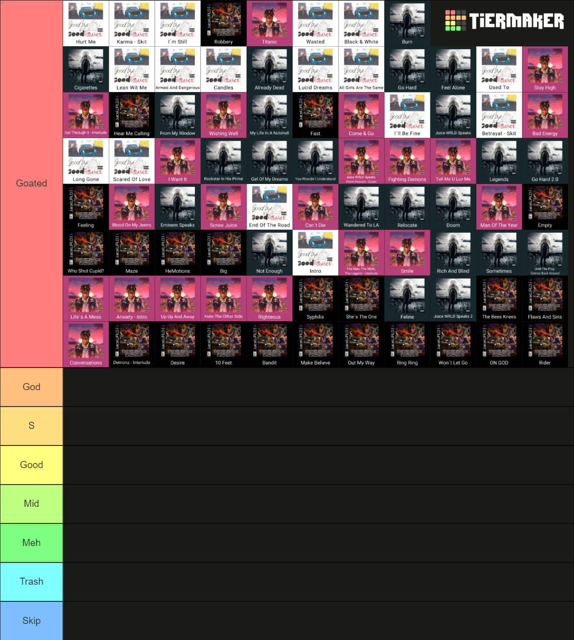 Juice WRLD Albums Songs Tier List Rankings) TierMaker