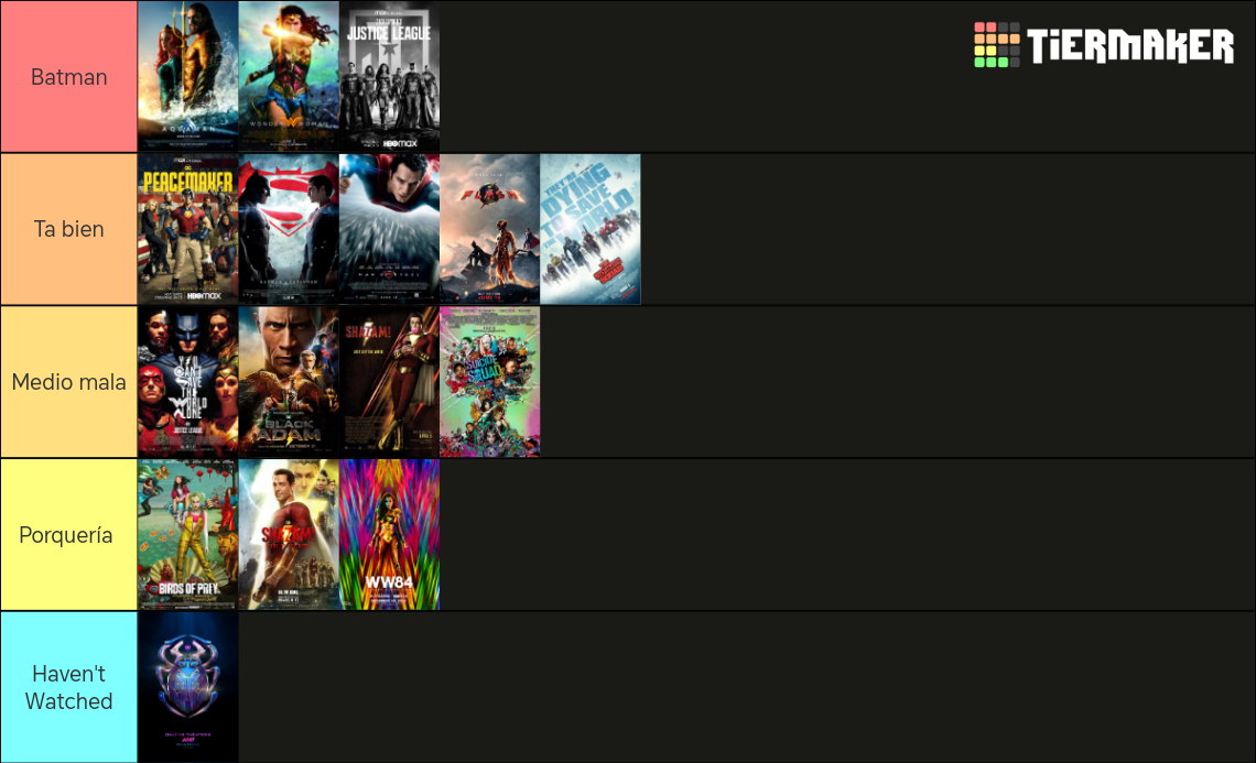 Dceu Ranking (2013-2023) Tier List (community Rankings) - Tiermaker