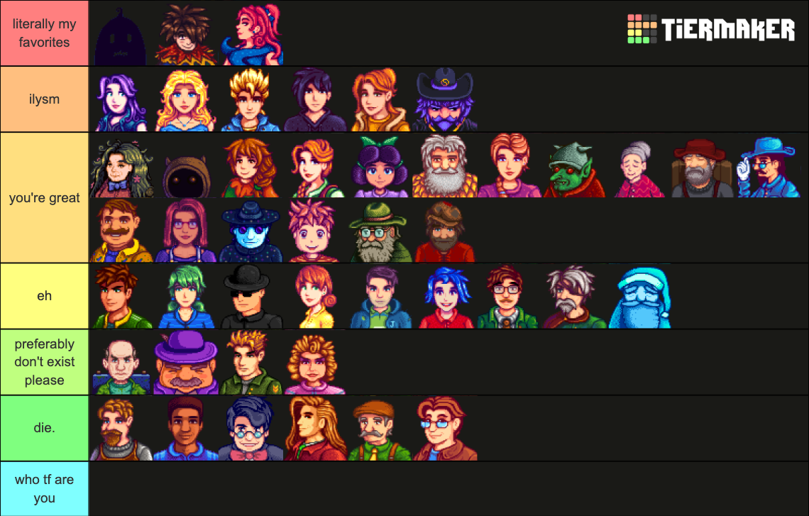 Stardew Valley Characters Tier List (Community Rankings) - TierMaker