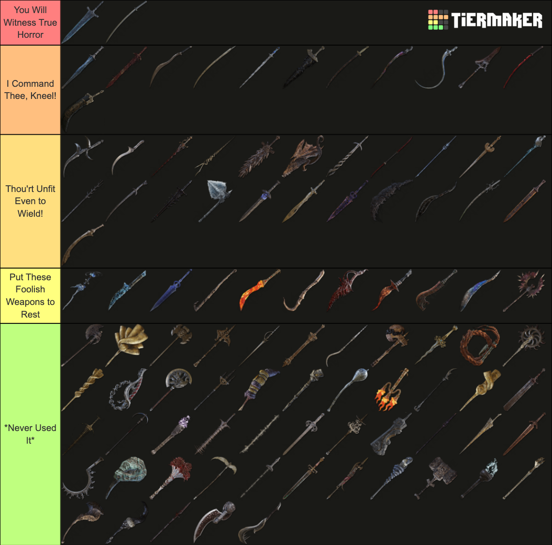 Elden Ring Somber Stone Weapon Tier List (Community Rankings) - TierMaker