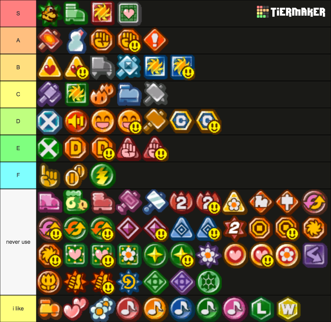 Paper Mario TTYD Badges Tier List (Community Rankings) - TierMaker