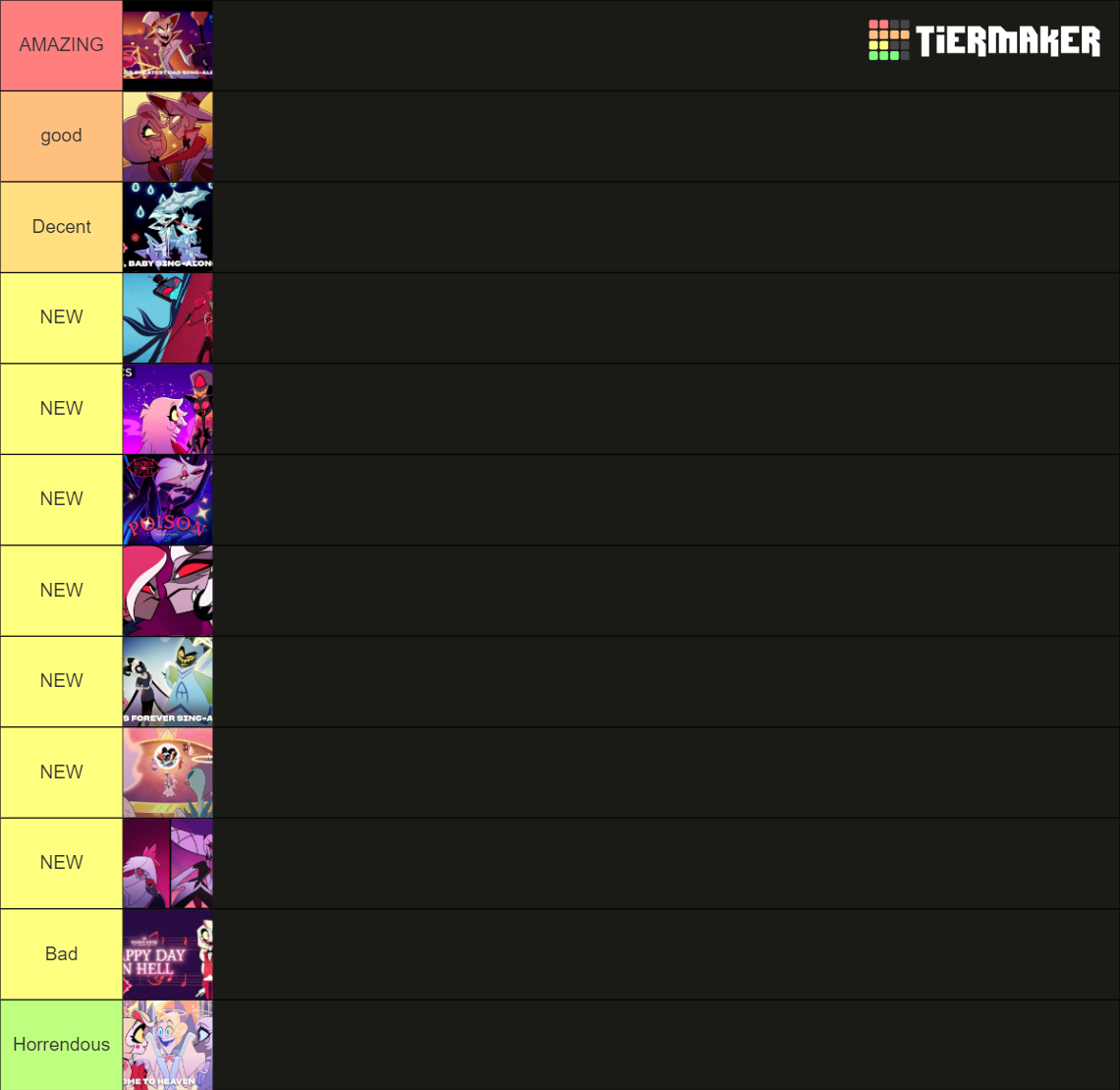 Hazbin hotel song Tier List (Community Rankings) - TierMaker