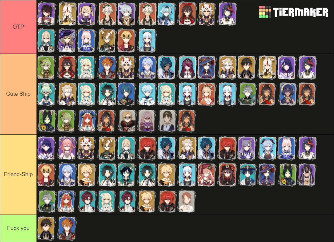 Popular Genshin Ships (V3.5) Tier List (Community Rankings) - TierMaker