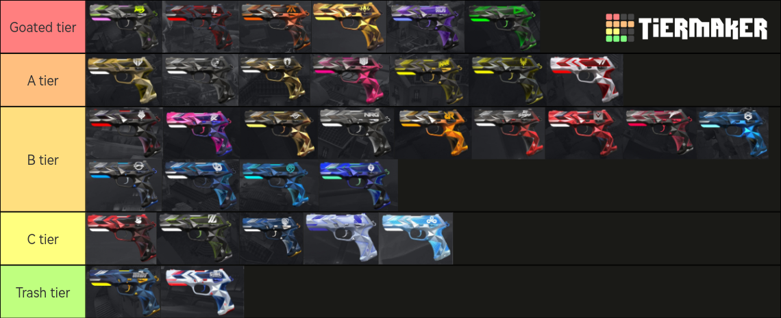 Valorant VCT classic skins Tier List (Community Rankings) - TierMaker