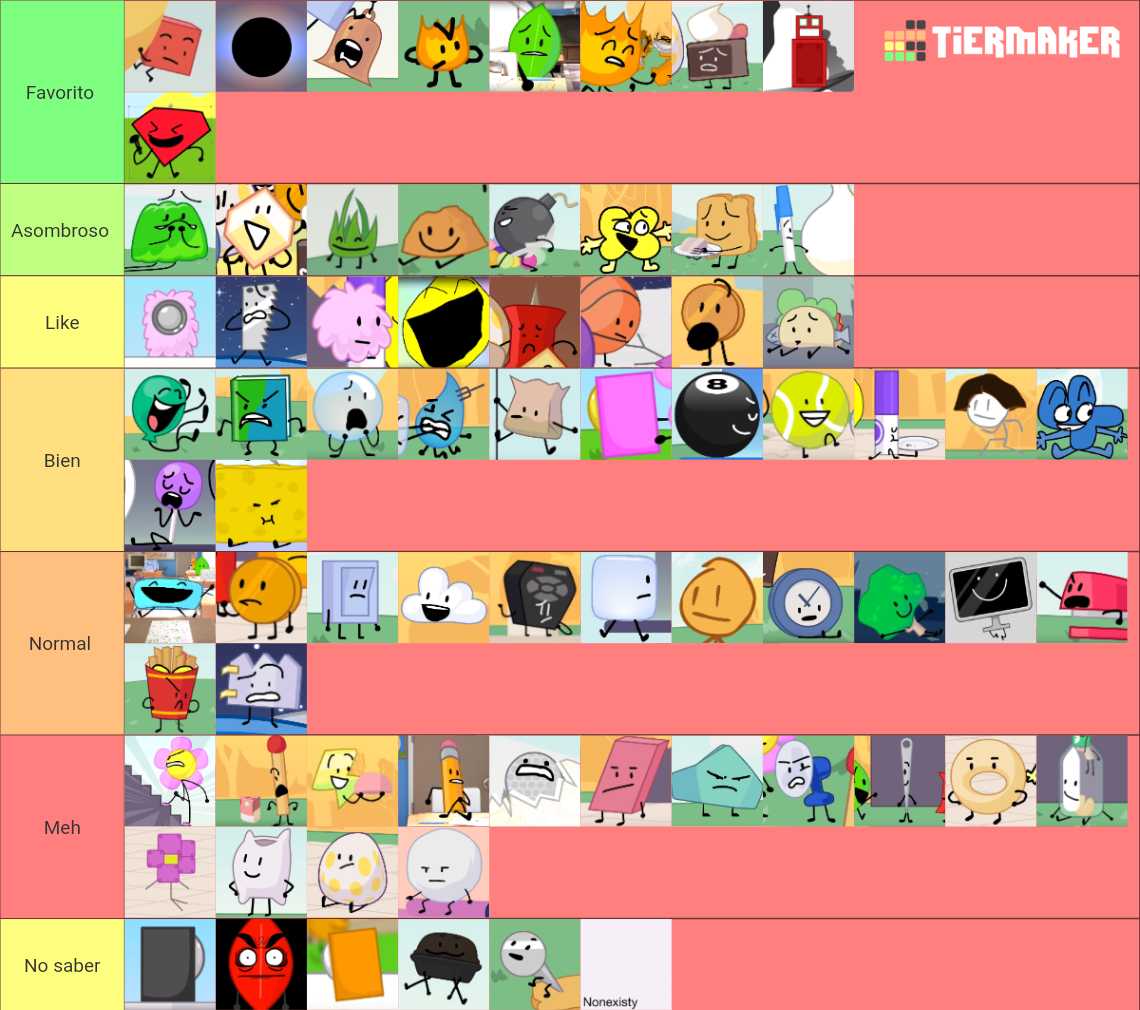 BFDI Characters Tier List (Community Rankings) - TierMaker
