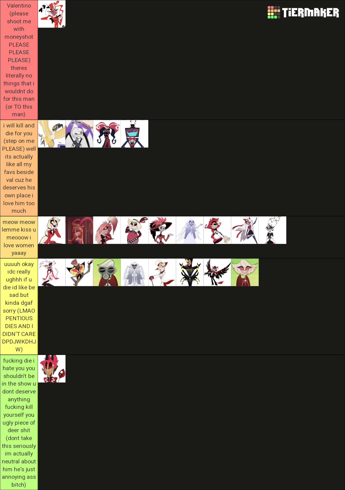 Hazbin Hotel characters 2024 Tier List Rankings) TierMaker