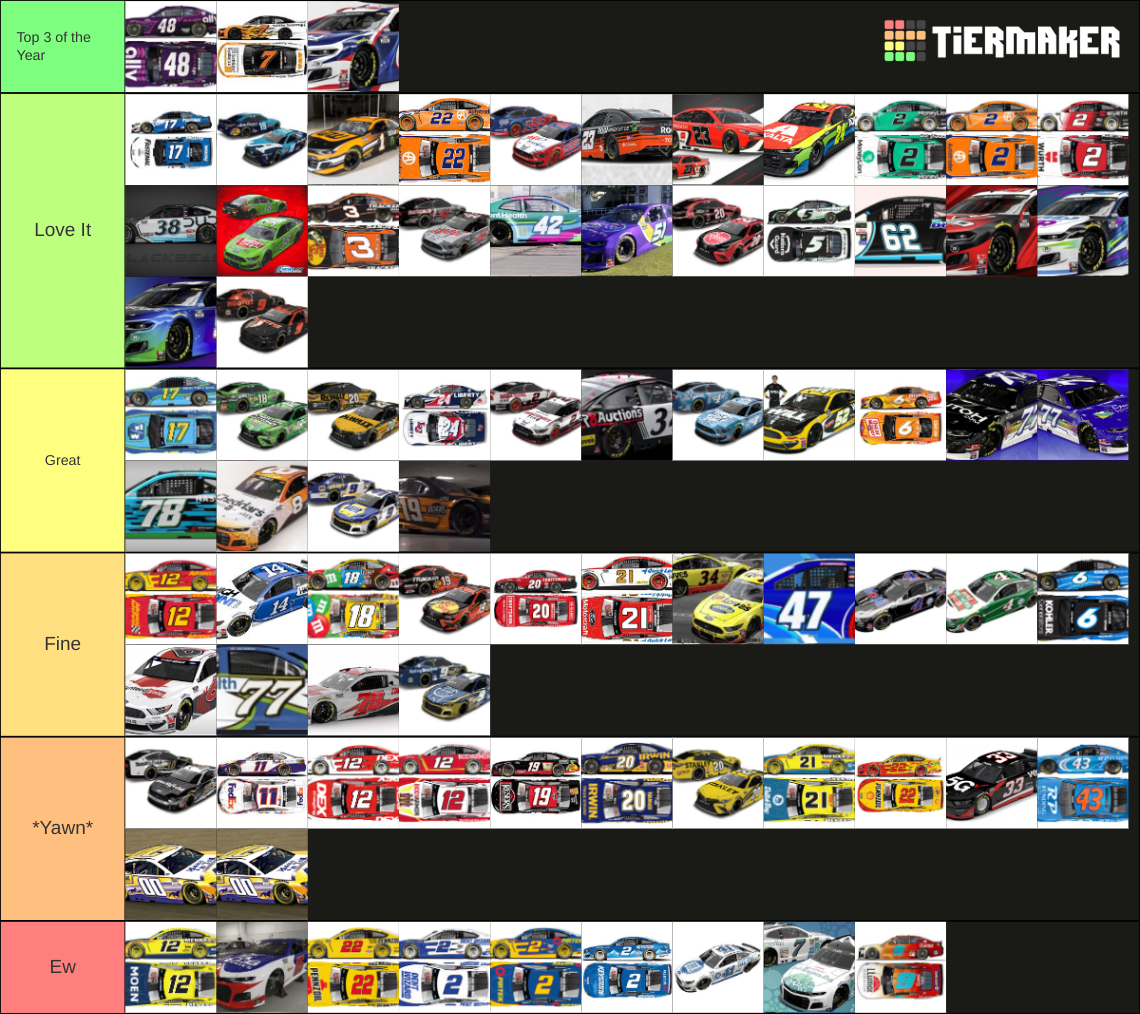 2021 NASCAR Cup Series Paint Schemes Tier List Rankings