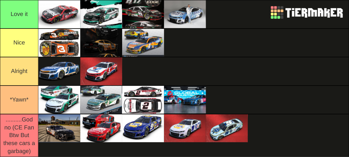 Nascar 2024 paint schemes Tier List Rankings) TierMaker