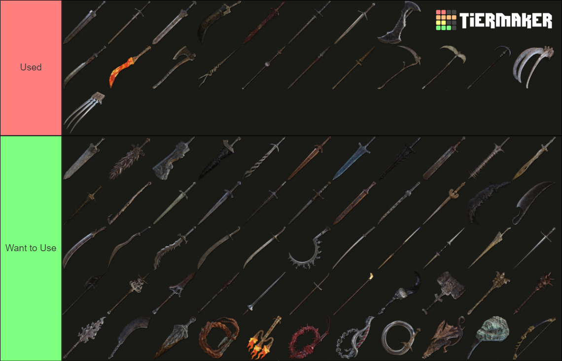 Elden Ring All Weapons Tier List (Community Rankings) - TierMaker