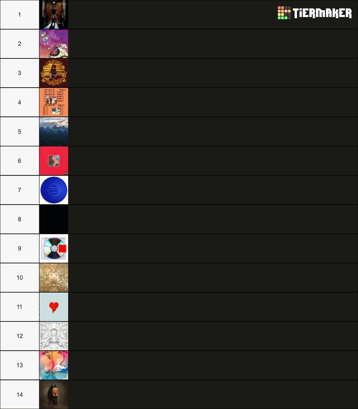 Kanye West COMPLETE Album (Updated 2024) Tier List Rankings