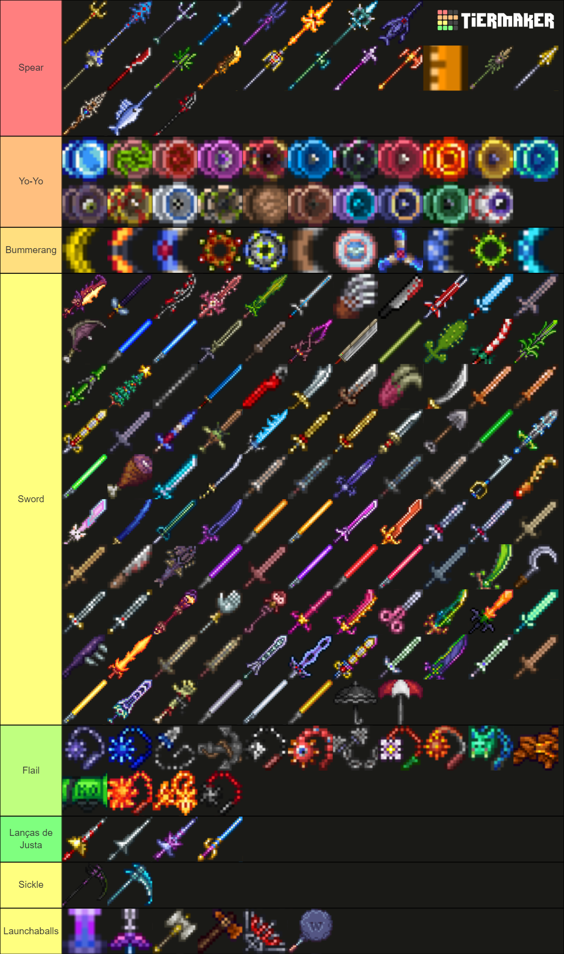 All Melee Weapons Of Terraria From Wiki Tier List Community Rankings