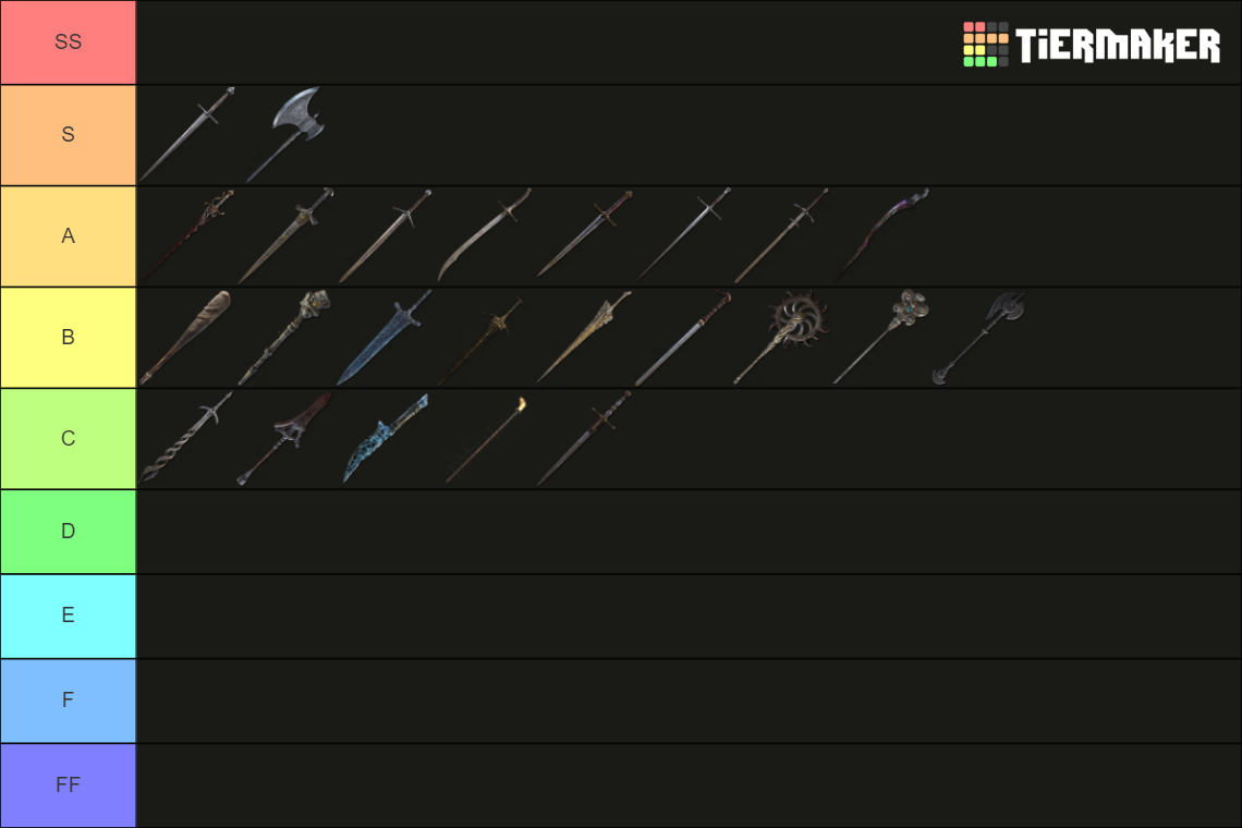 Elden ring weapons Tier List Rankings) TierMaker