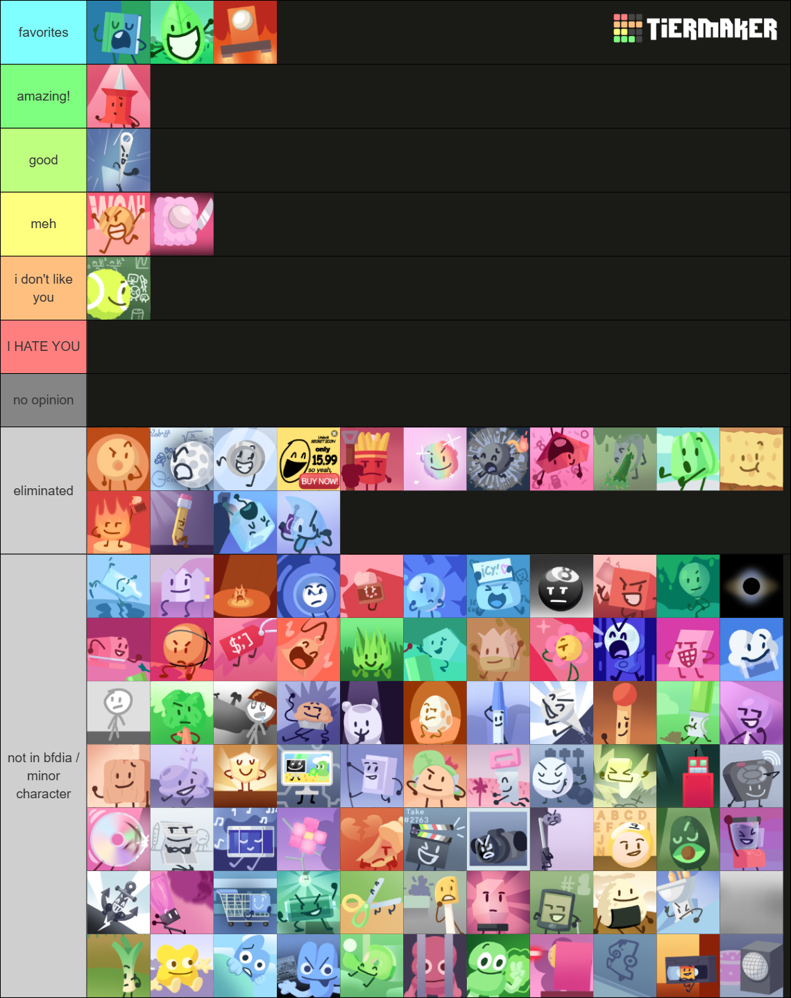 Eternal Disagreements's BFDI icons (more coming soon!) Tier List ...