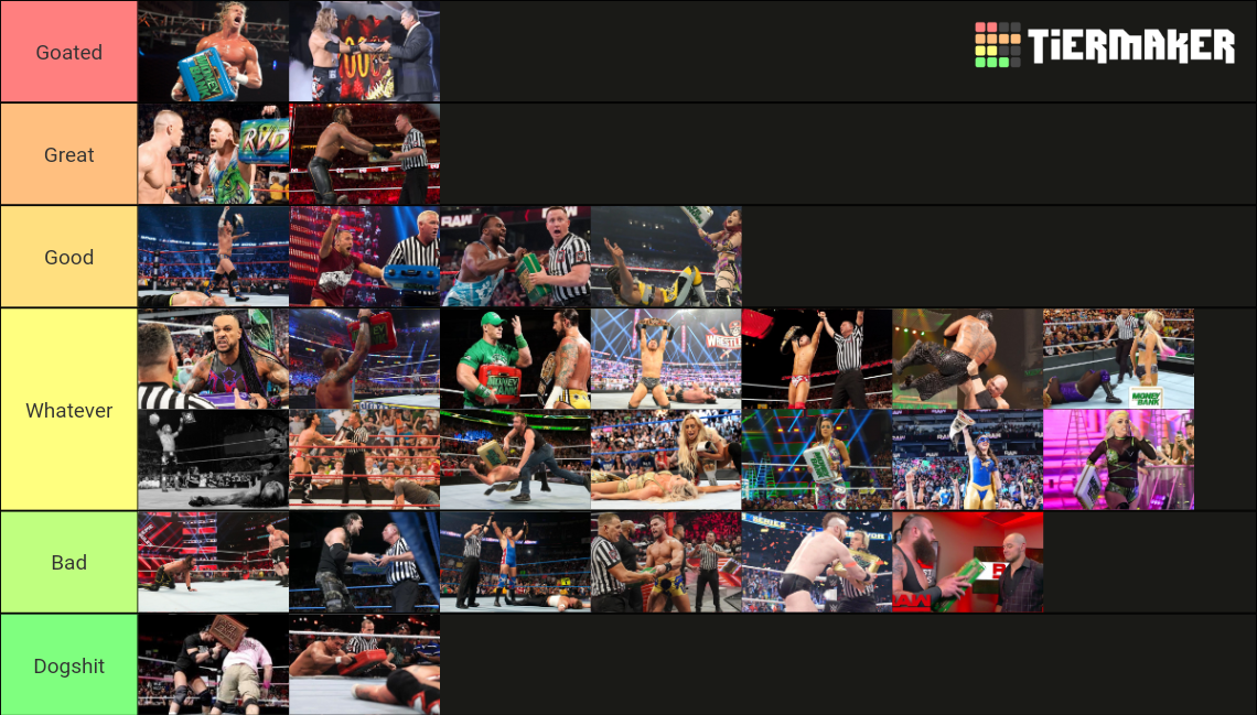 WWE Money In The Bank Cash Ins Tier List Rankings) TierMaker