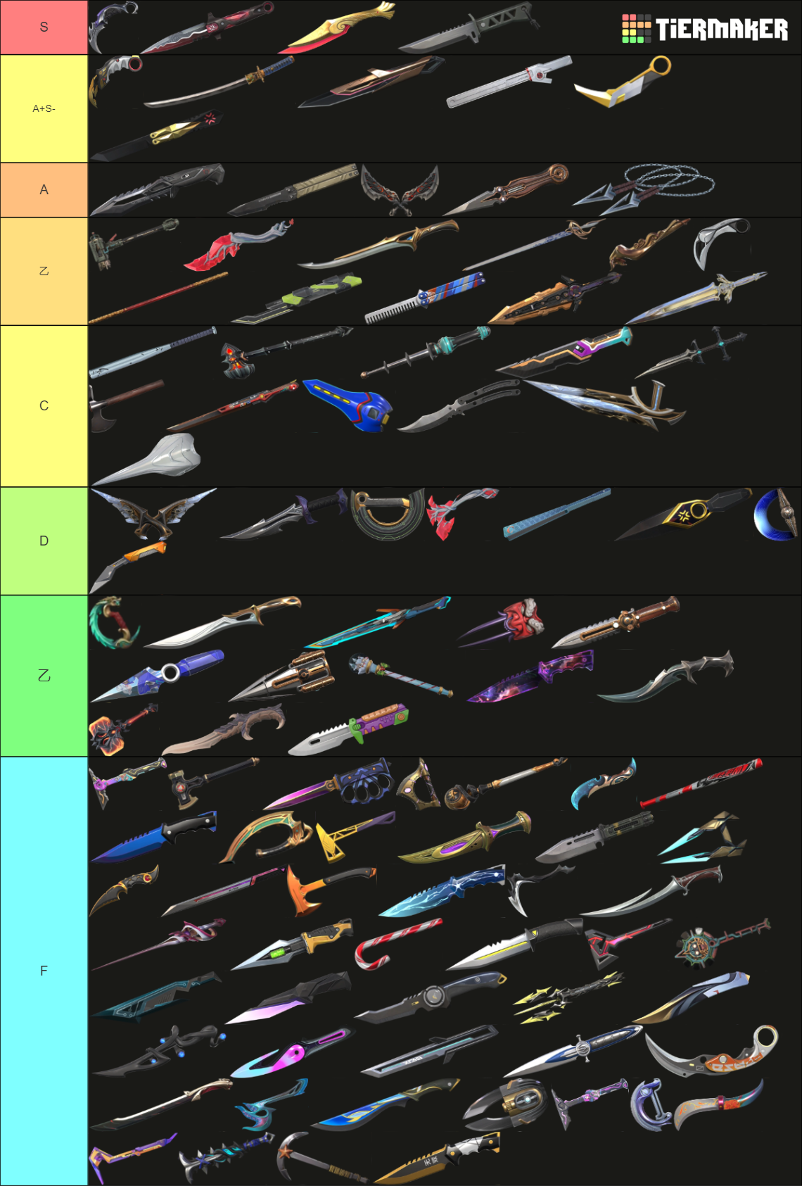 Valorant Knife Skins Tier List Rankings) TierMaker