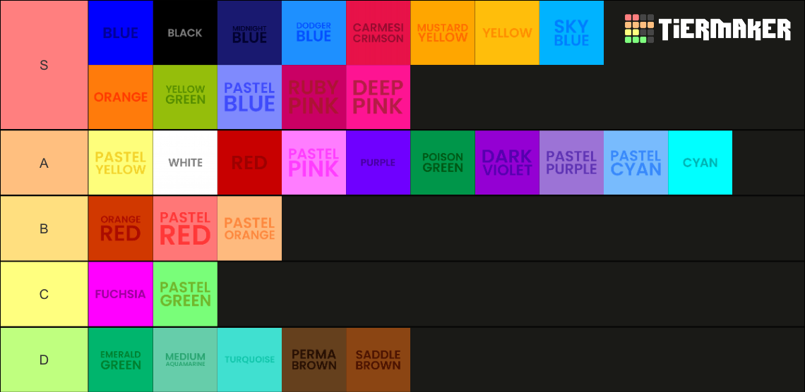 Ultimate Color Tier List (Community Rankings) - TierMaker