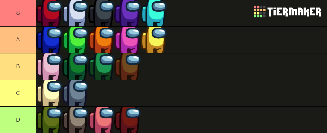 Among Us Colors Tier List (Community Rankings) - TierMaker
