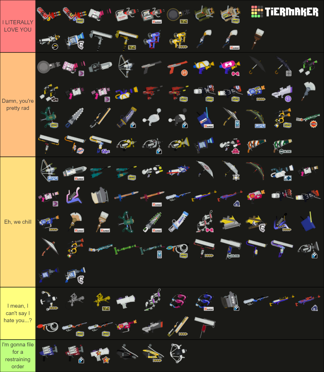 Splatoon 3 - Main Weapons Tier List (Community Rankings) - TierMaker