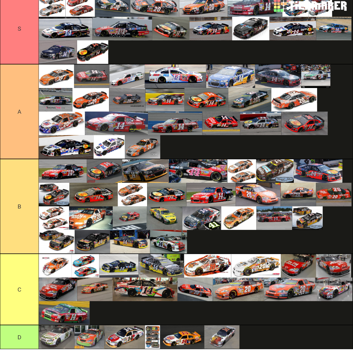 Tony Stewart Nascar Paint Schemes Tier List Rankings