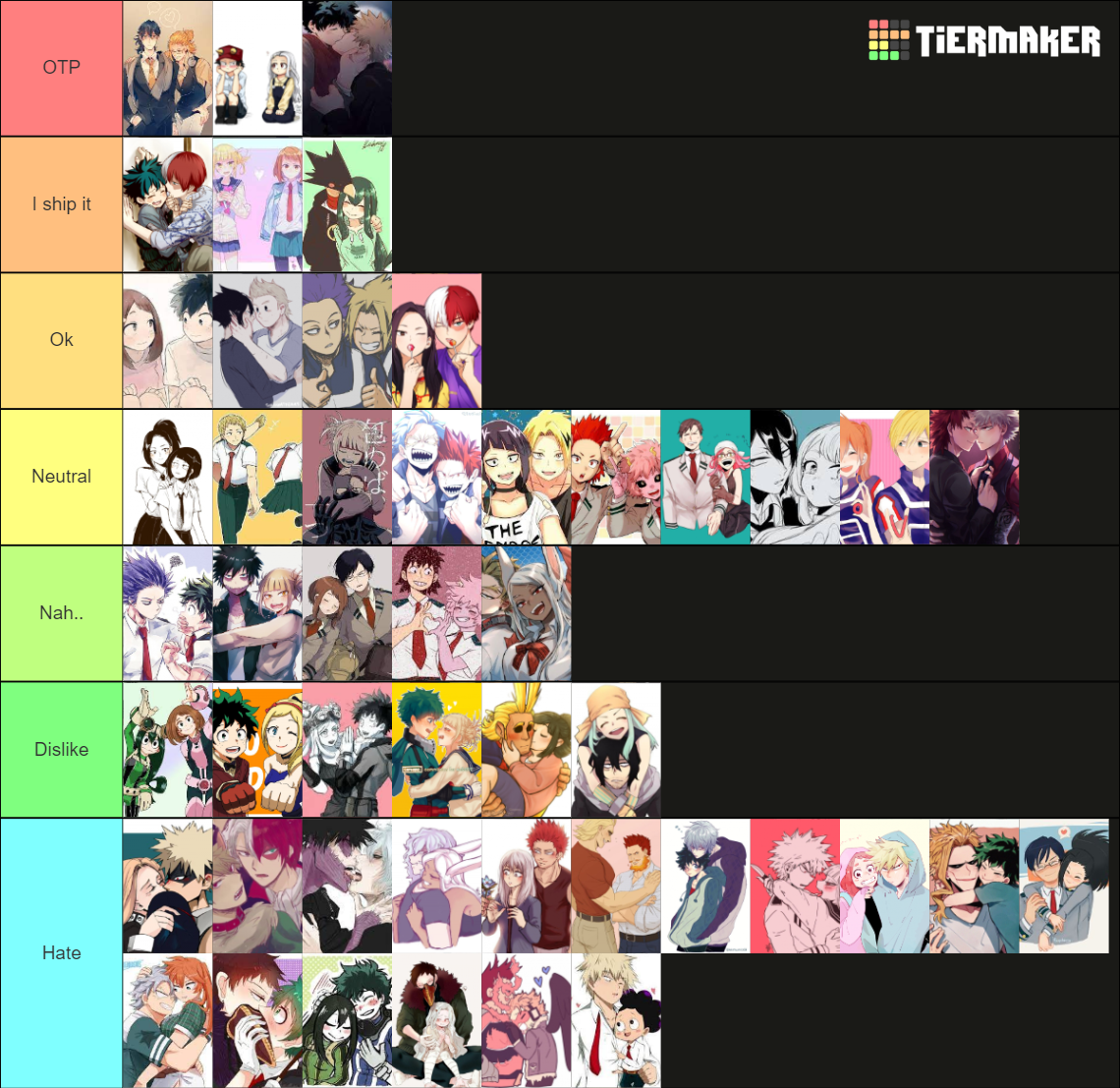 My Hero Academia Ships Bnha Ships Tier List Community Rankings Tiermaker