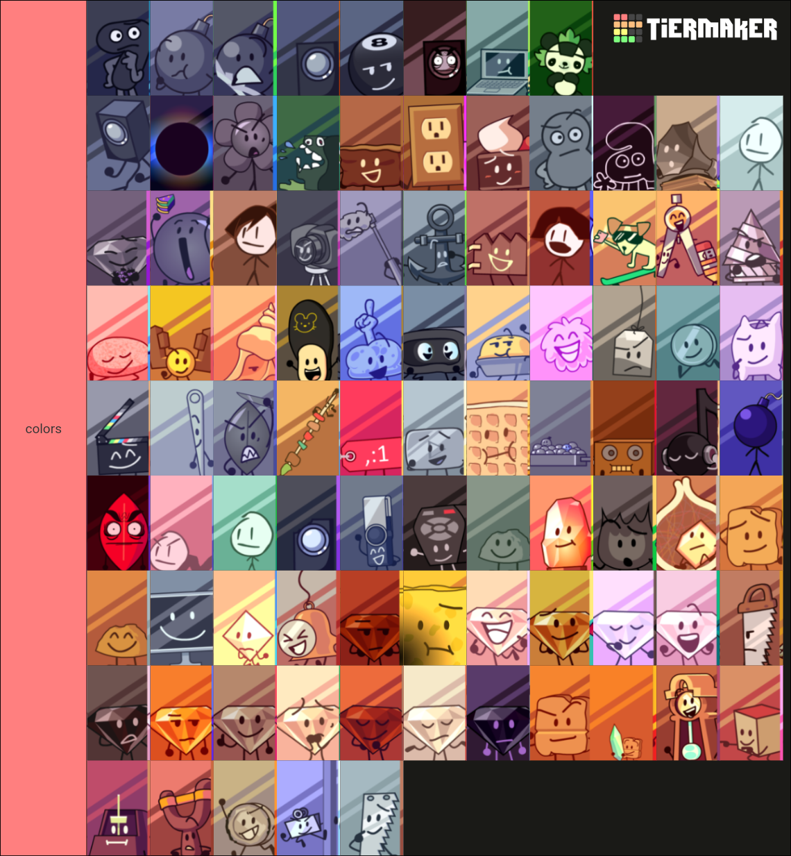 All BFDI Characters (Literally) With Weeg Icons Tier List Rankings) TierMaker