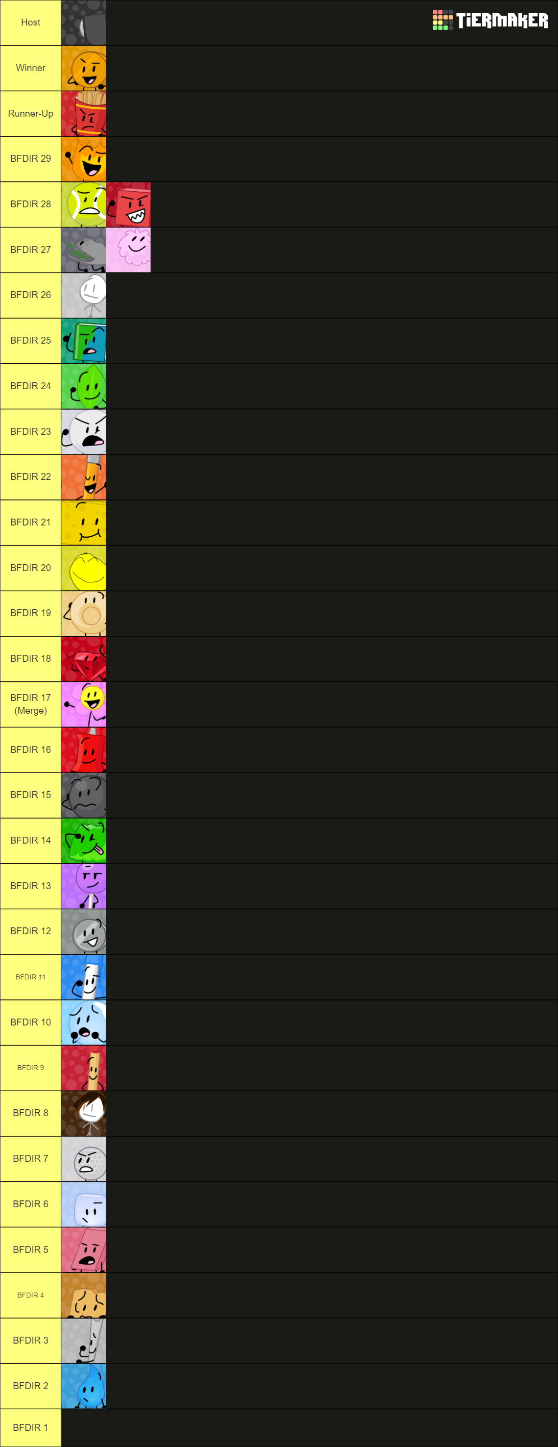 BFB fan-made Icons by pen-cap updated again Tier List (Community ...