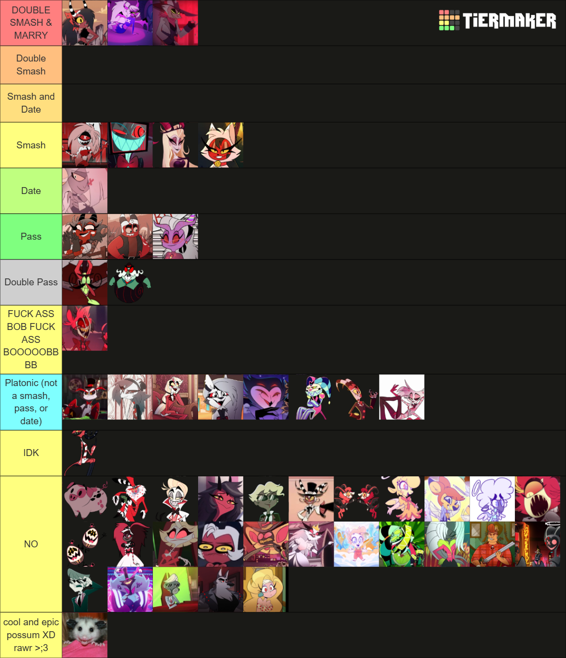 Smash or Pass: Hazbin/Helluva Tier List (Community Rankings) - TierMaker