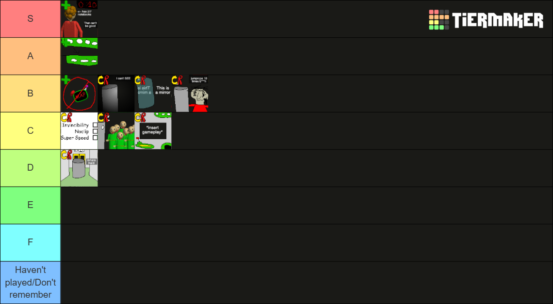 Baldi's Basics Classic Remastered and Plus Fun Settings Tier List ...