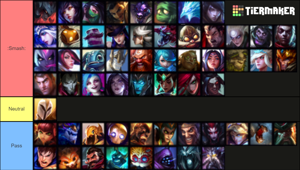 Smash or Pass League of Legends Tier List Rankings) TierMaker