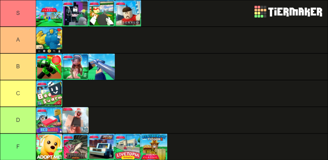 Roblox: The Classic Games Tier List (Community Rankings) - TierMaker