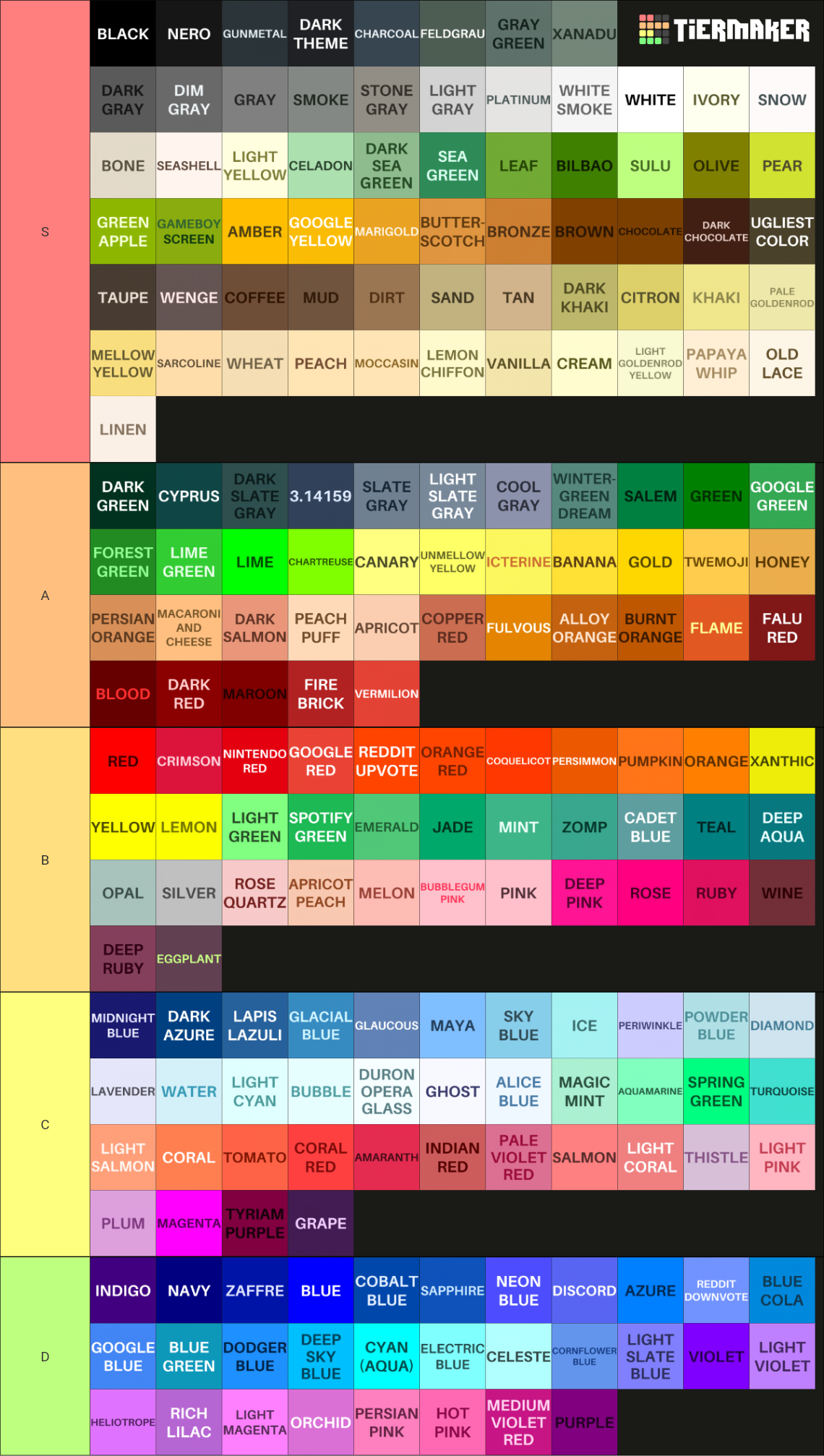 Line Color Ultimate Ultimate Color 2.0 Tier List (Community Rankings) - TierMaker