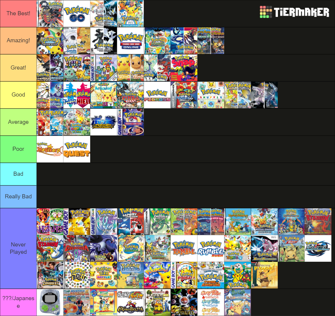 Every (EVERY) Pokemon Game Tier List (Community Rankings) - TierMaker