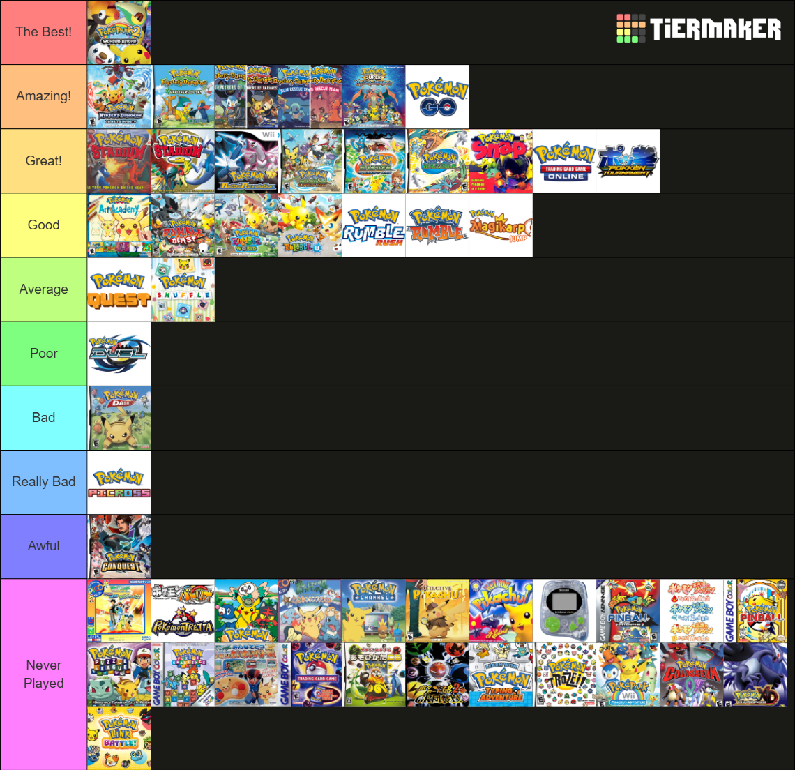 Every (EVERY) Pokemon Game Tier List (Community Rankings) - TierMaker