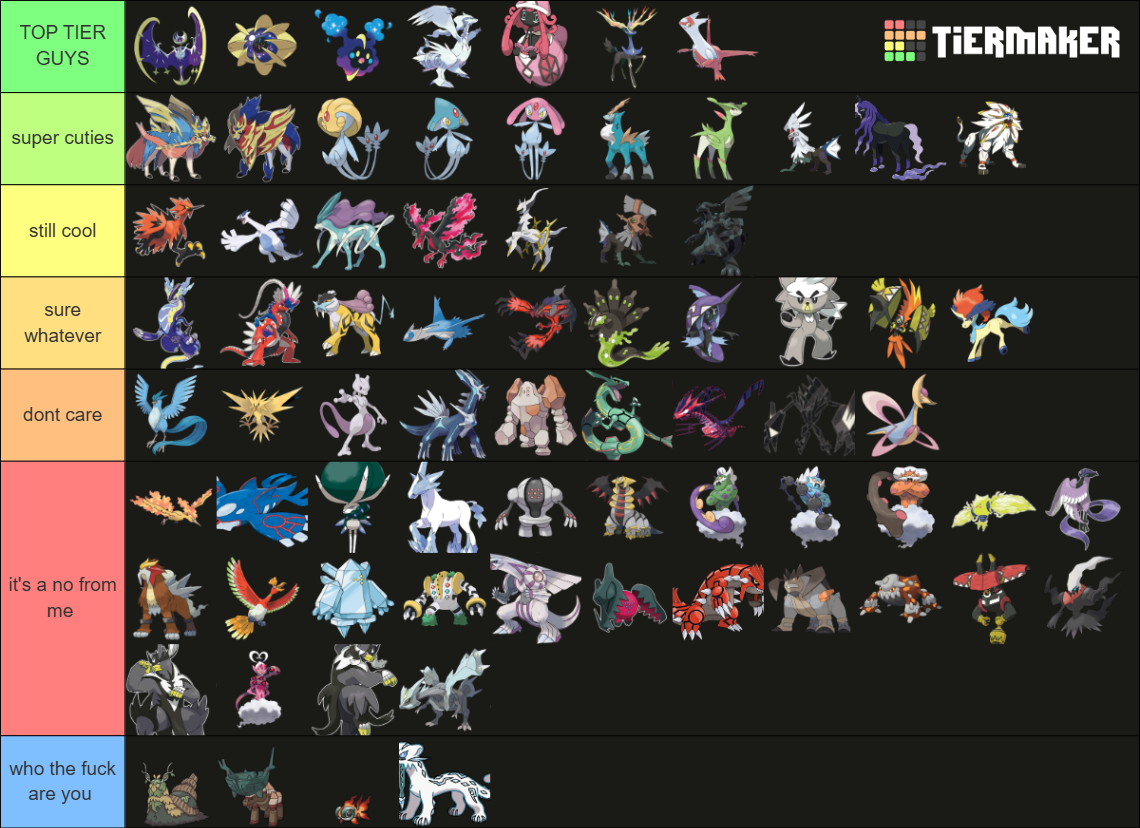 Legendary Pokémon (up to gen IX) Tier List (Community Rankings) - TierMaker