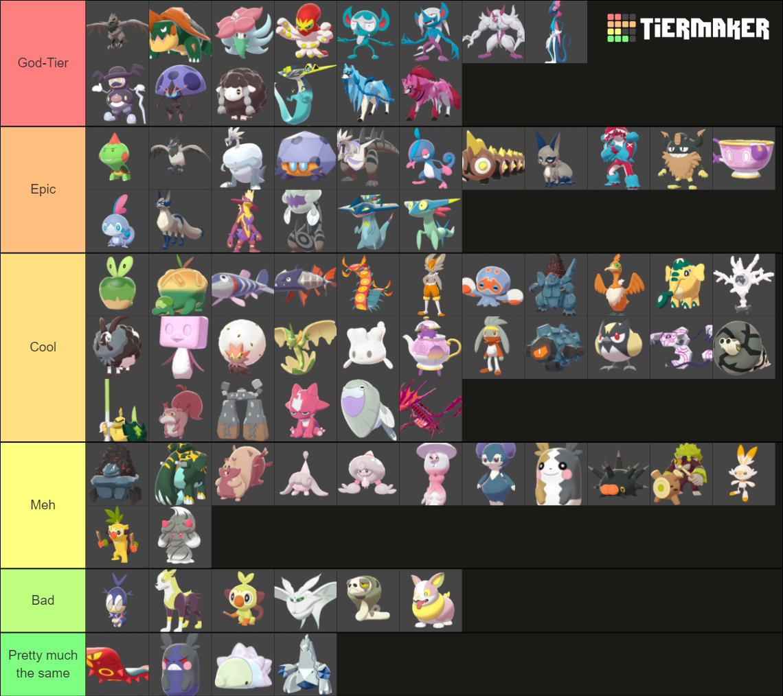 Pokemon swsh all shinies Tier List (Community Rankings) - TierMaker
