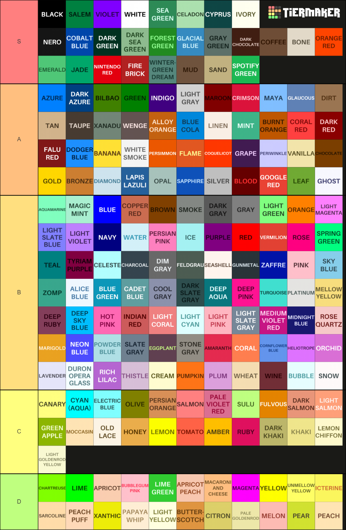 Ultimate Color 2.0 Tier List (Community Rankings) - TierMaker