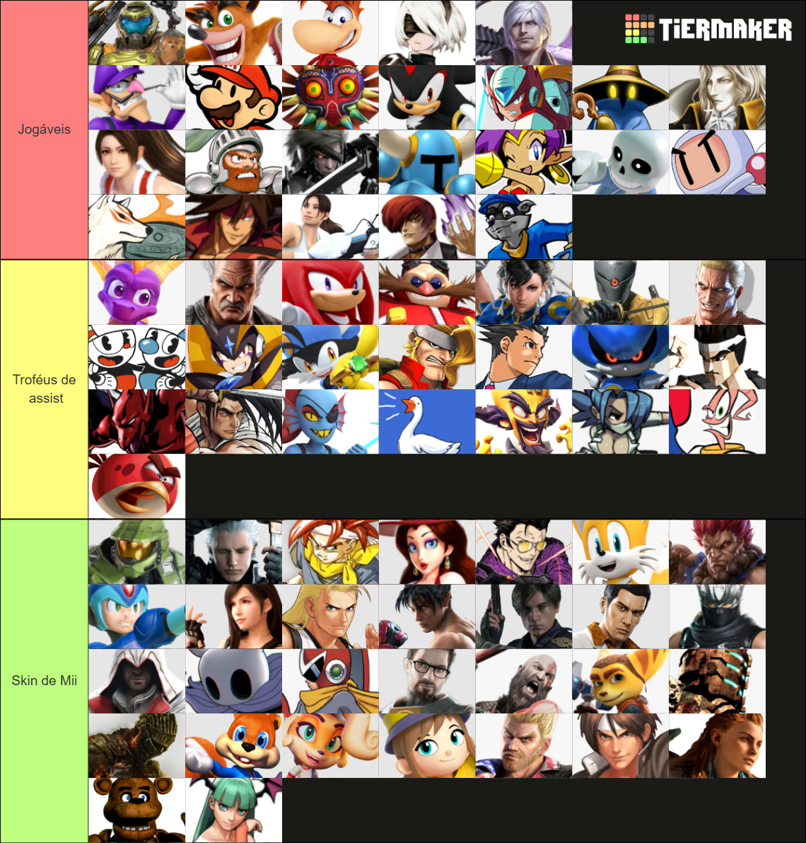 Super Smash Bros Dream Roster Maker (All Smash & Non Smash) Tier List ...