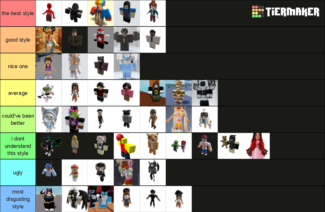 roblox styles 50+ Tier List (Community Rankings) - TierMaker
