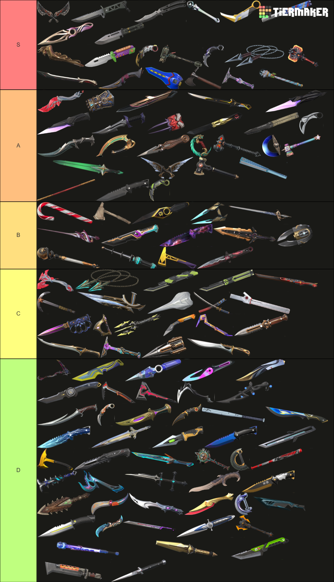 Valorant Melee / Knife Skins (January 2025) Tier List Rankings) TierMaker